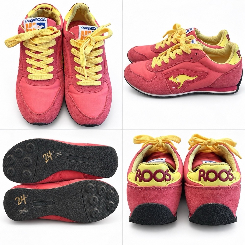 KangaROOS Women's 7.5 Retro Runner Sneakers Red Yellow Suede Nylon Y2K